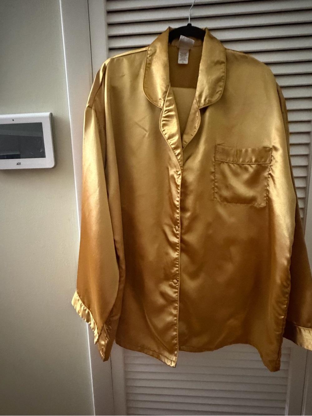 Suzanne Somers  Collection Satin Button-Up Pajamas  in Metallic Gold